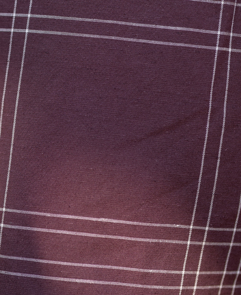 Powerlook Brown Linen Blend Checks Shirt  Cotton