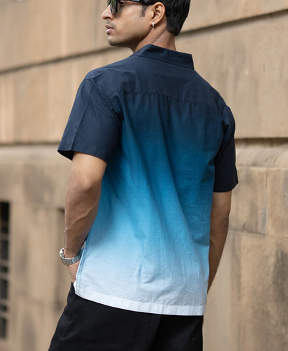 Powerlook Dark Navy Ombre Shirt  Cotton