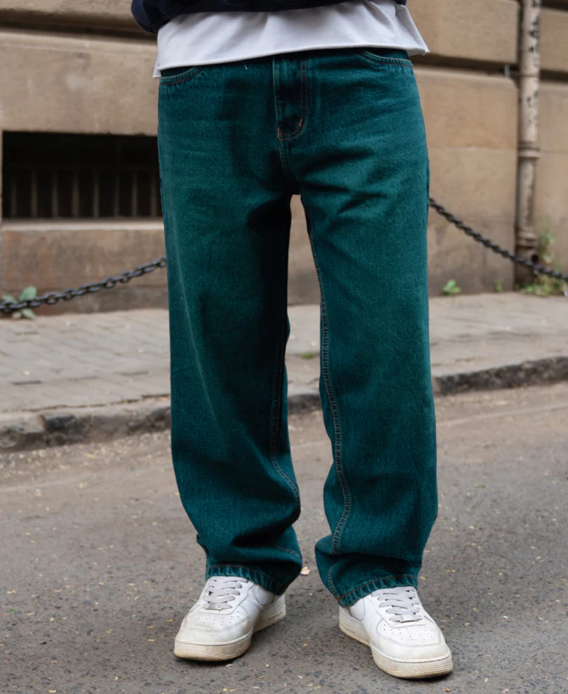 Powerlook Blue Tinted Baggy Fit Jeans