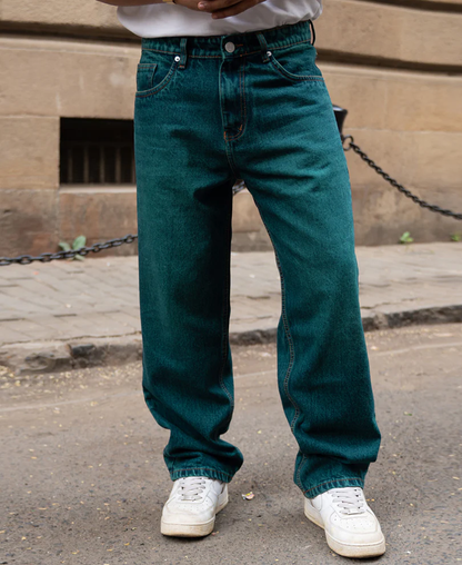Powerlook Blue Tinted Baggy Fit Jeans