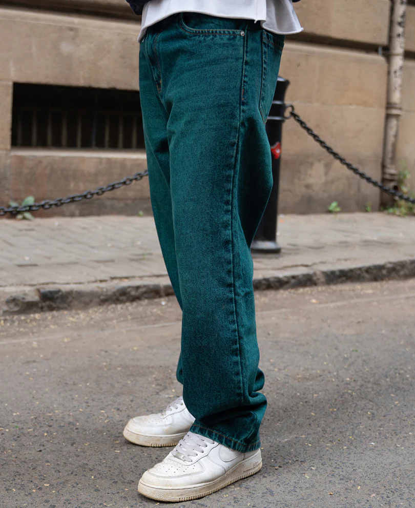 PowerlookBlue Tinted Baggy Fit Jeans