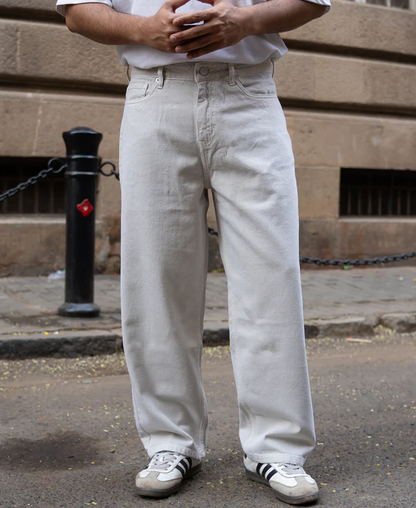 Powerlook Cream Baggy Jeans