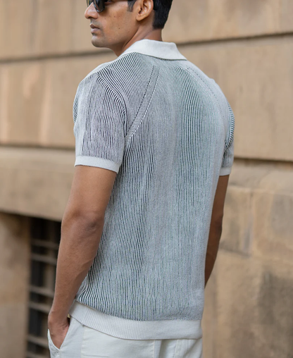 Powerlook Black & White Knit T-Shirt  Cotton