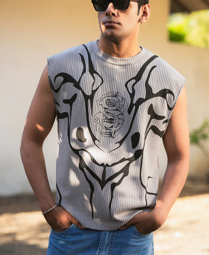 Powerlook Grey Graphic Print Vest