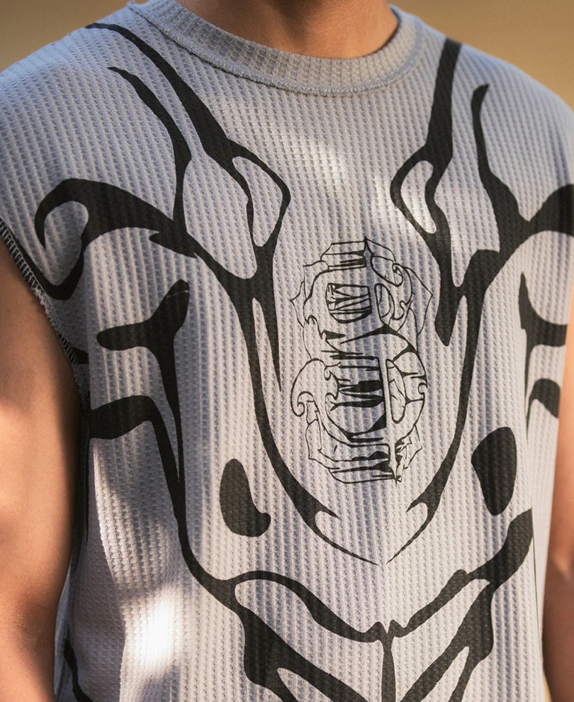 Powerlook Grey Graphic Printed Vest