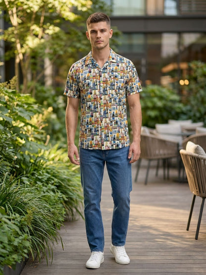 Mokajodi White Boxy Fit Printed Casual Shirt