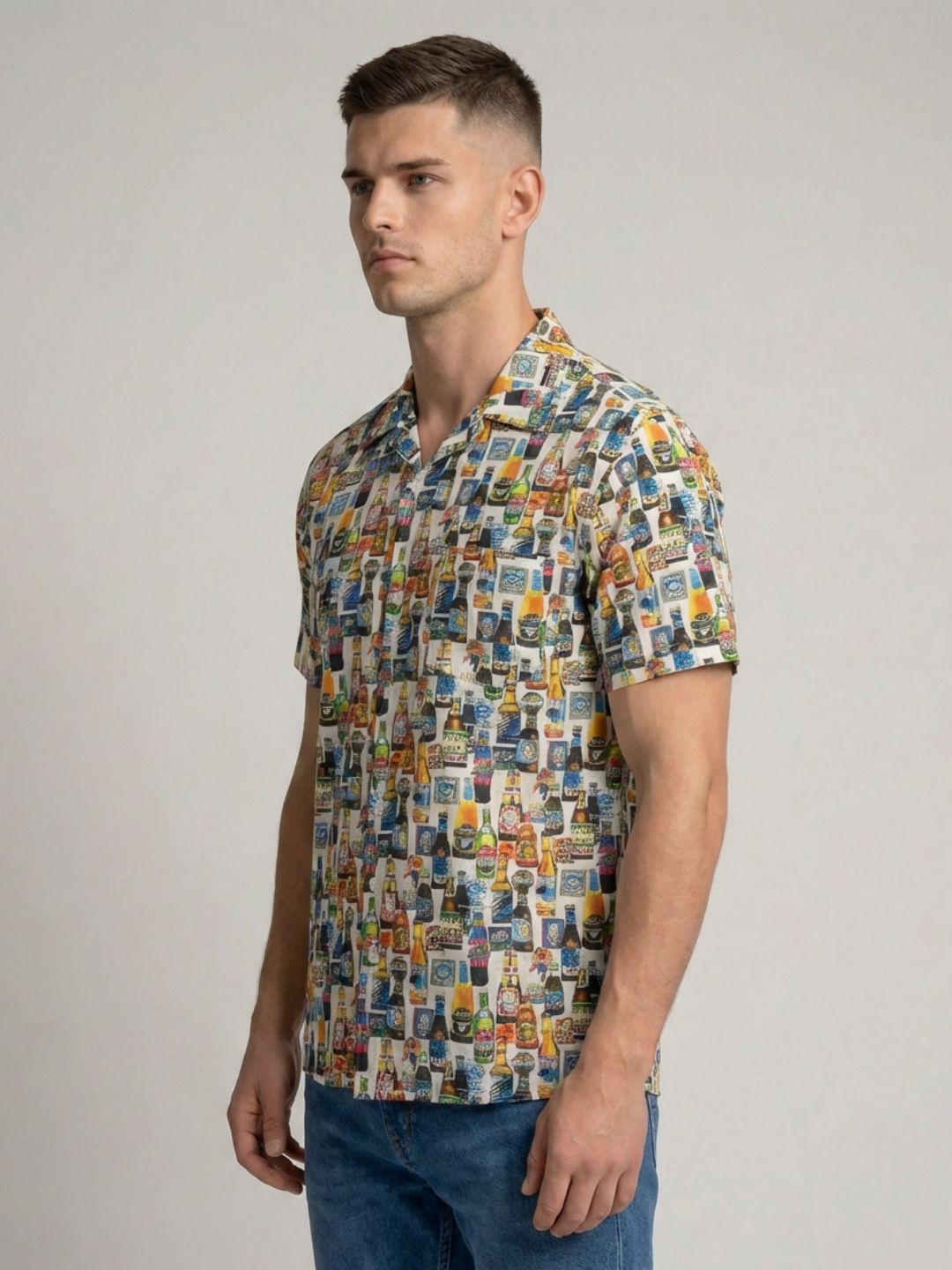 Mokajodi White Boxy Fit Printed Casual Shirt