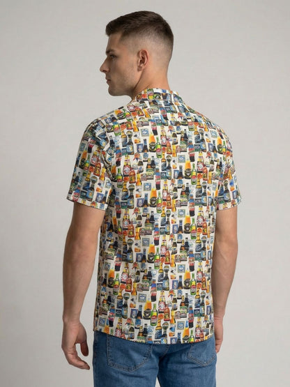 Mokajodi White Boxy Fit Printed Casual Shirt