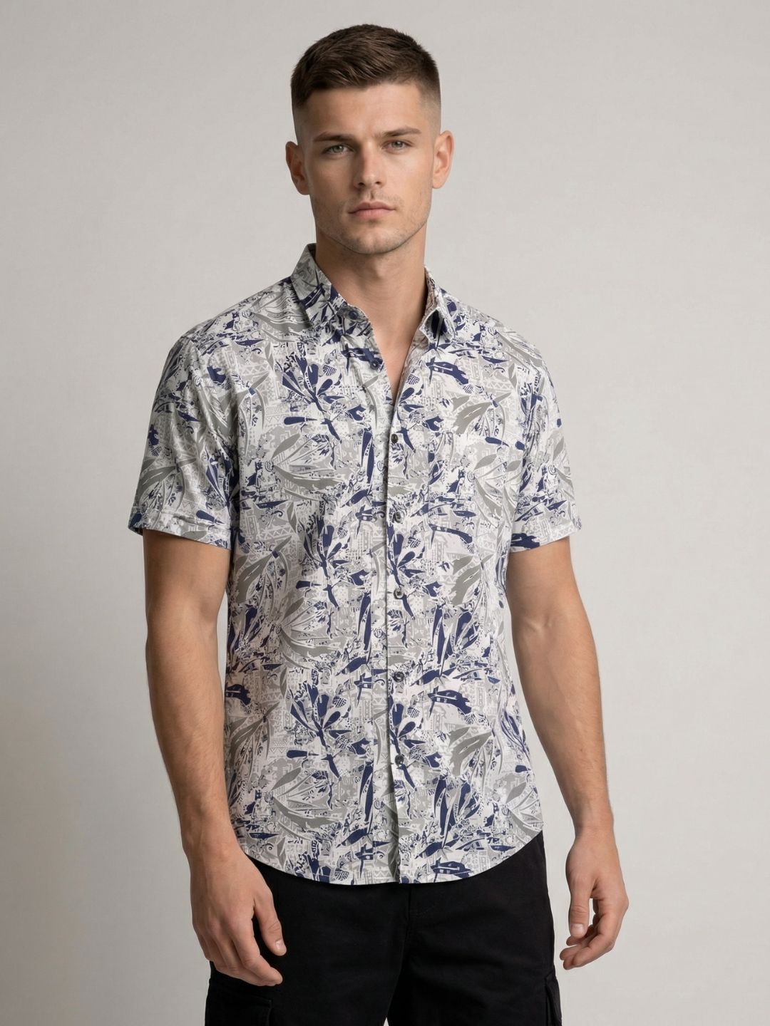 Mokajodi Blue Slim Fit Printed Casual Shirt