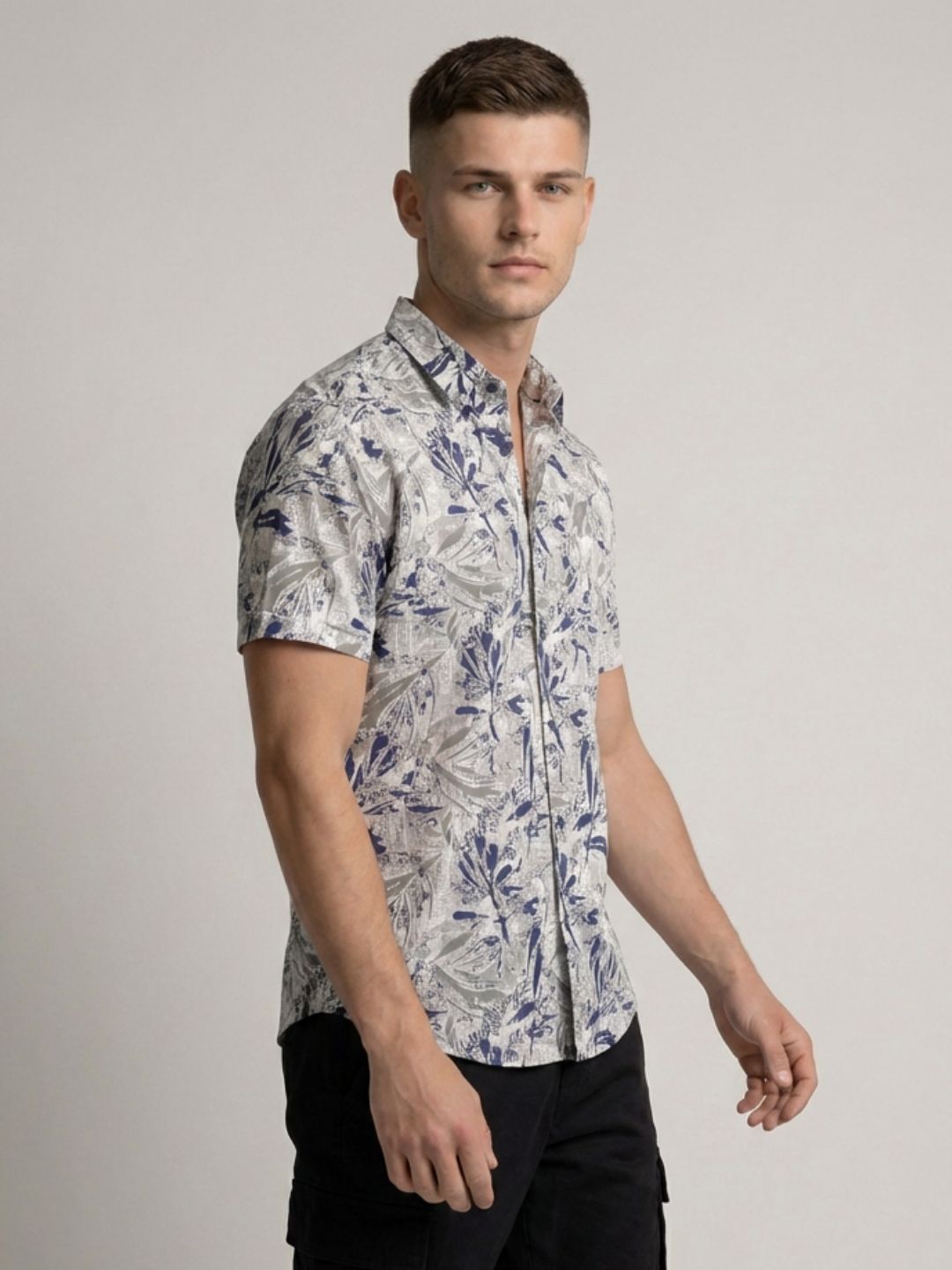 Mokajodi Blue Slim Fit Printed Casual Shirt