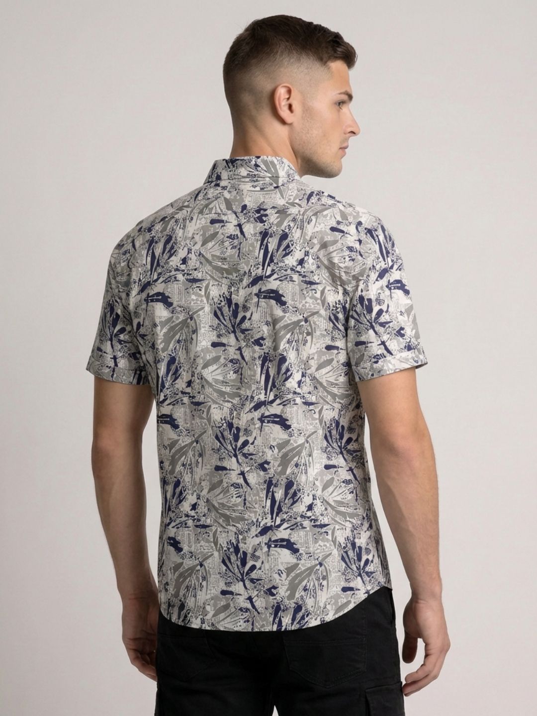 Mokajodi Blue Slim Fit Printed Casual Shirt
