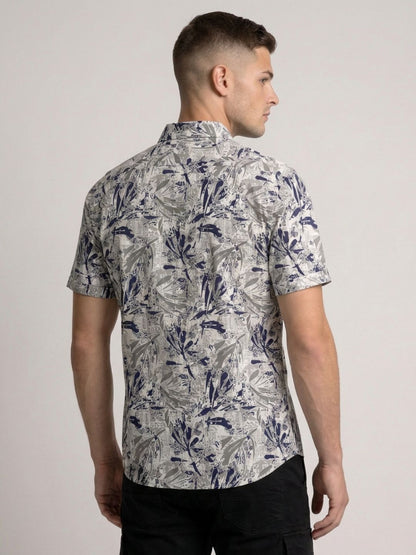 Mokajodi Blue Slim Fit Printed Casual Shirt