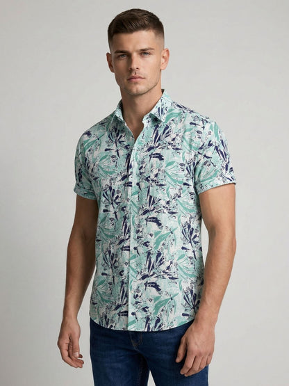 Mokajodi Green Slim Fit Printed Casual Shirt