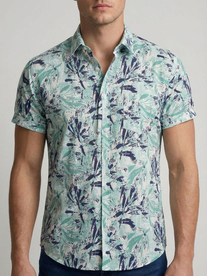 Mokajodi Green Slim Fit Printed Casual Shirt