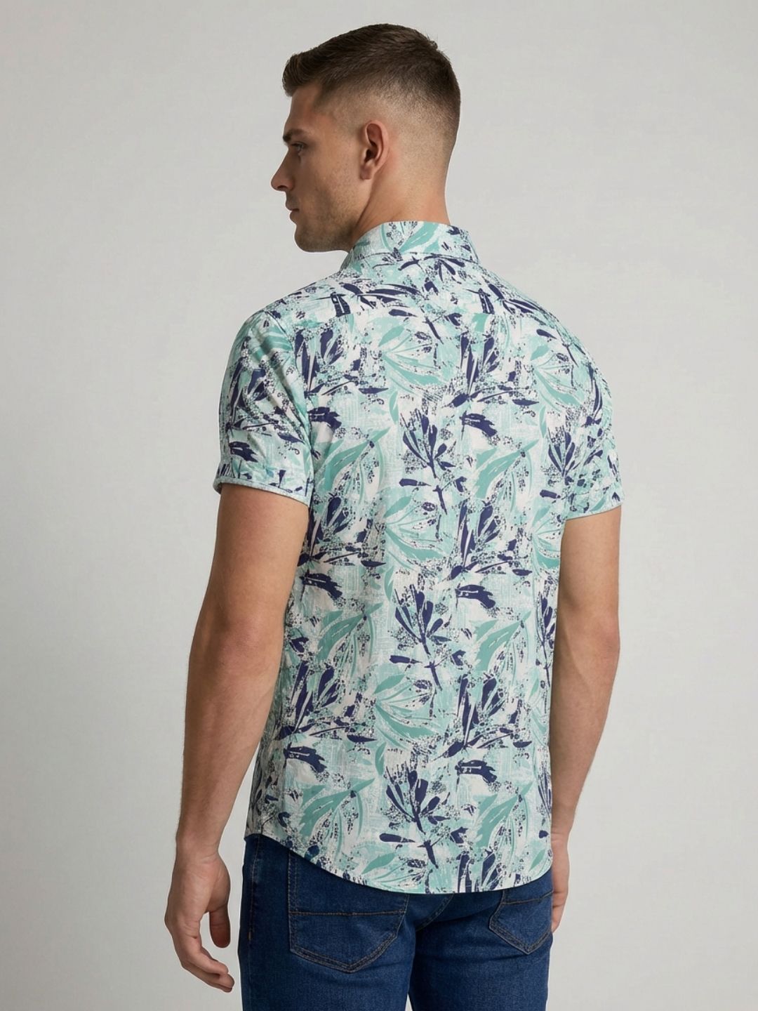 Mokajodi Green Slim Fit Printed Casual Shirt