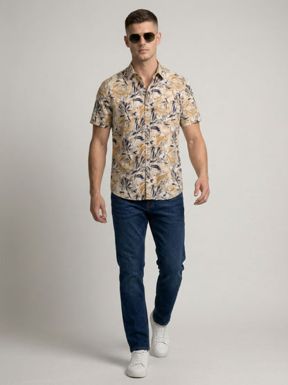 Mokajodi Multicolor Slim Fit Printed Casual Shirt