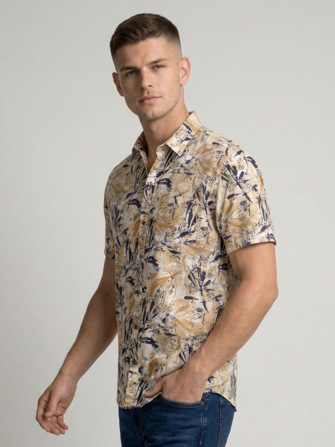 Mokajodi Multicolor Slim Fit Printed Casual Shirt