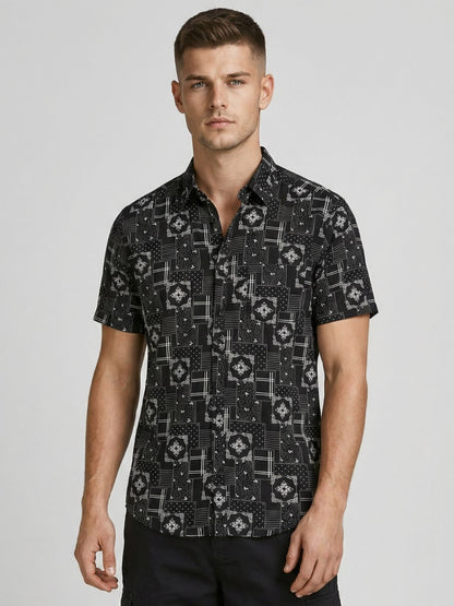 Mokajodi Black Slim Fit Printed Casual Shirt