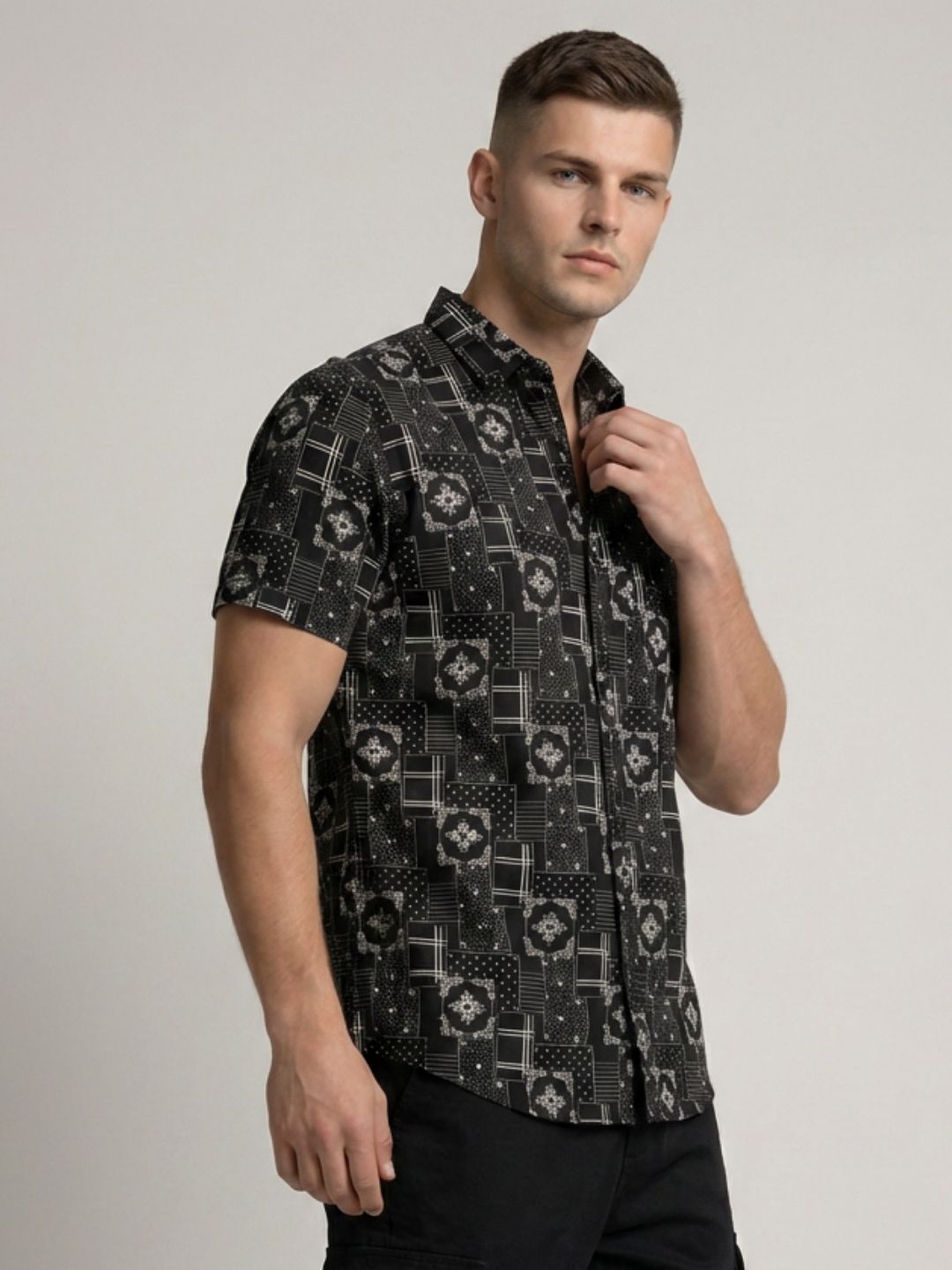 Mokajodi Black Slim Fit Printed Casual Shirt