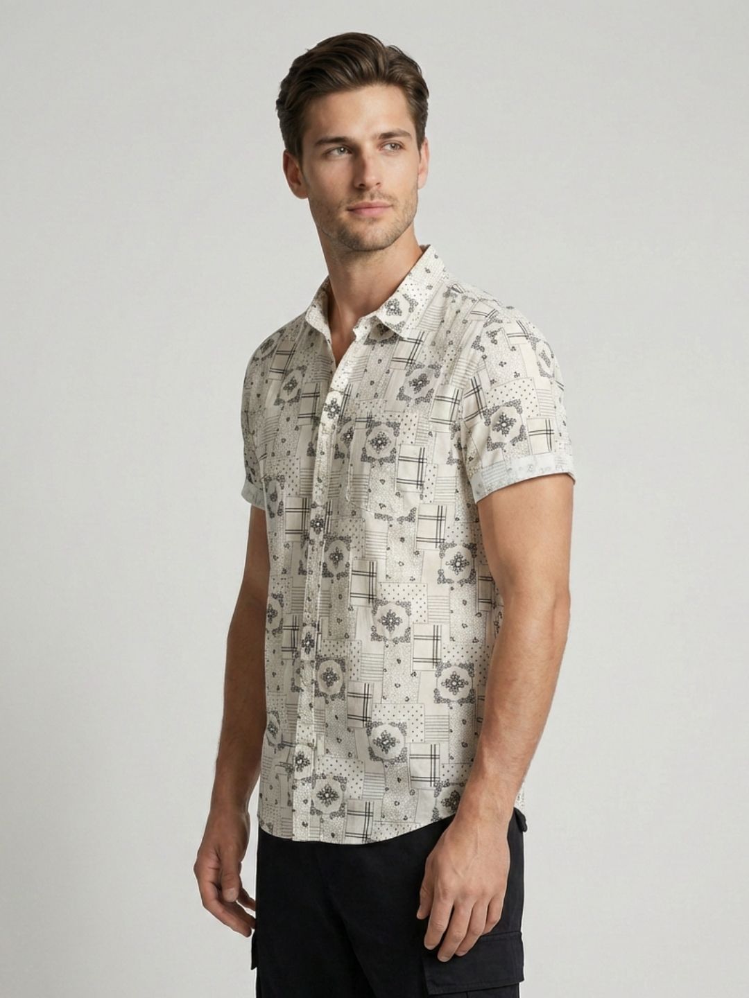 Mokajodi White Slim Fit Printed Casual Shirt