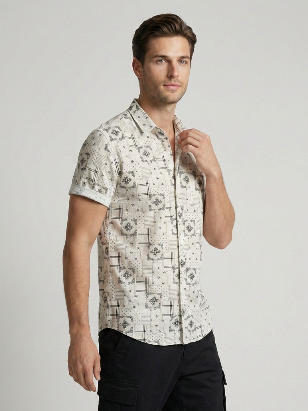 Mokajodi White Slim Fit Printed Casual Shirt