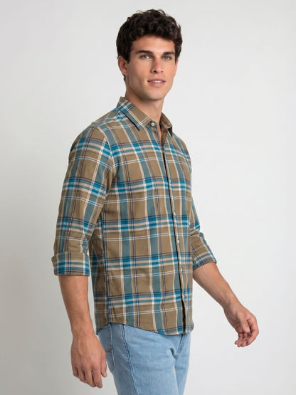 Mokajodi Multicolor Slim Fit Checks Casual Shirt