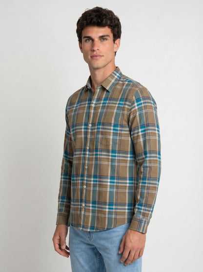 Mokajodi Multicolor Slim Fit Checks Casual Shirt