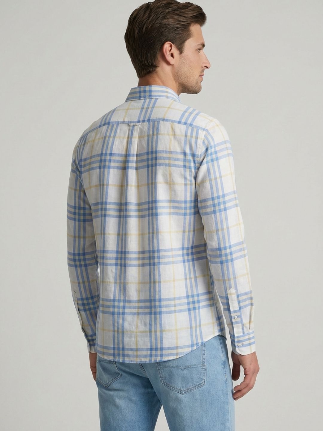 Mokajodi Blue Slim Fit Checks Casual Shirt