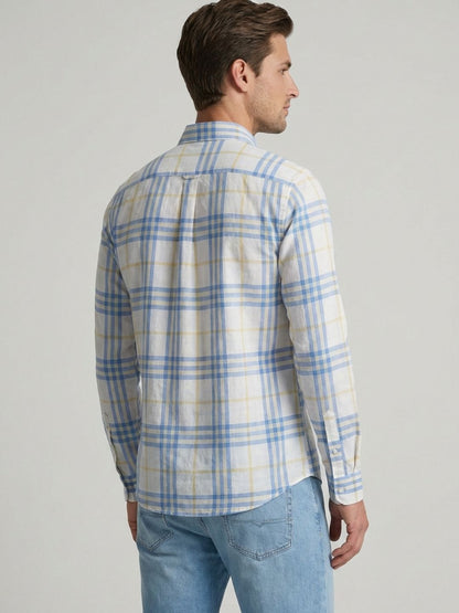 Mokajodi Blue Slim Fit Checks Casual Shirt
