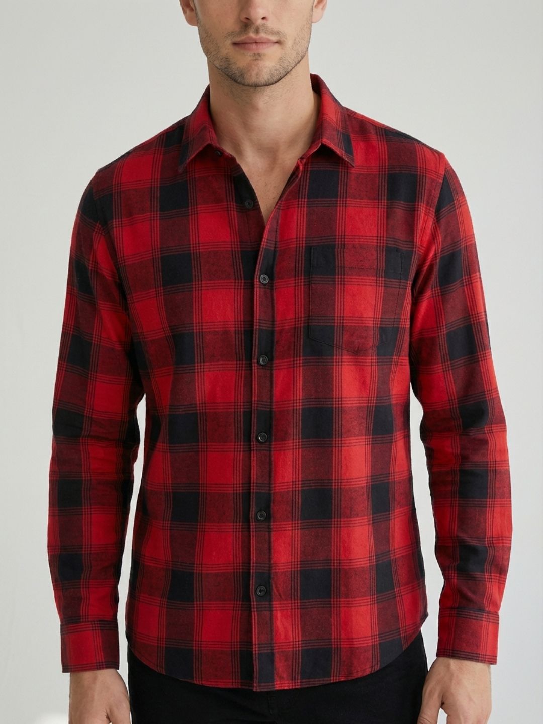 Mokajodi Red Slim Fit Checks Casual Shirt