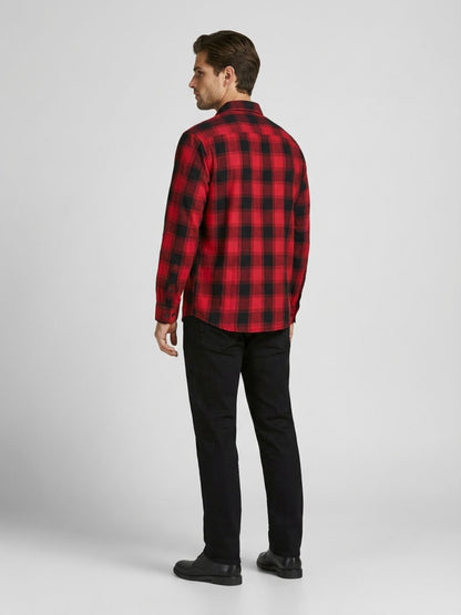 Mokajodi Red Slim Fit Checks Casual Shirt