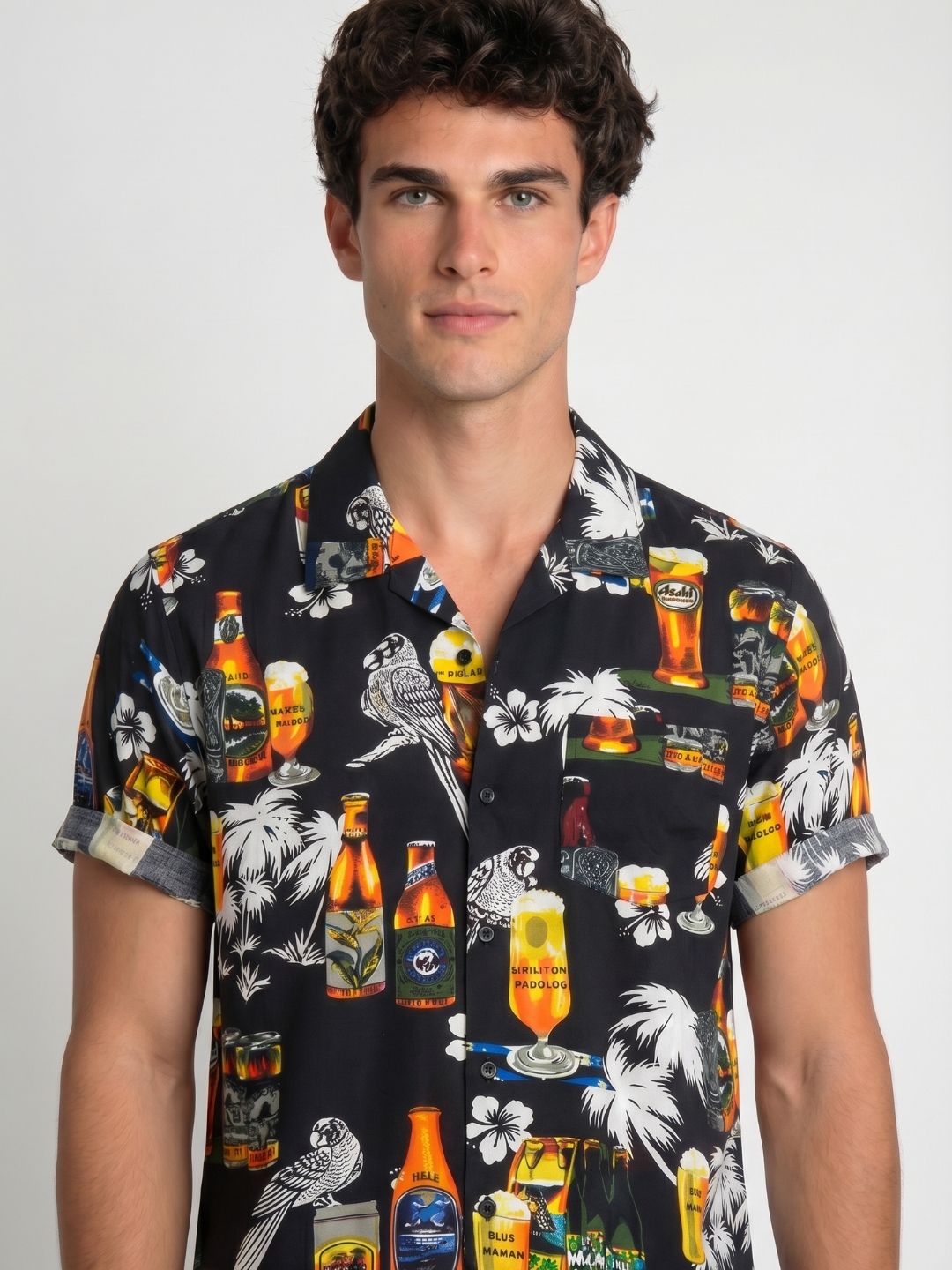Mokajodi Black Boxy Fit Printed Casual Shirt