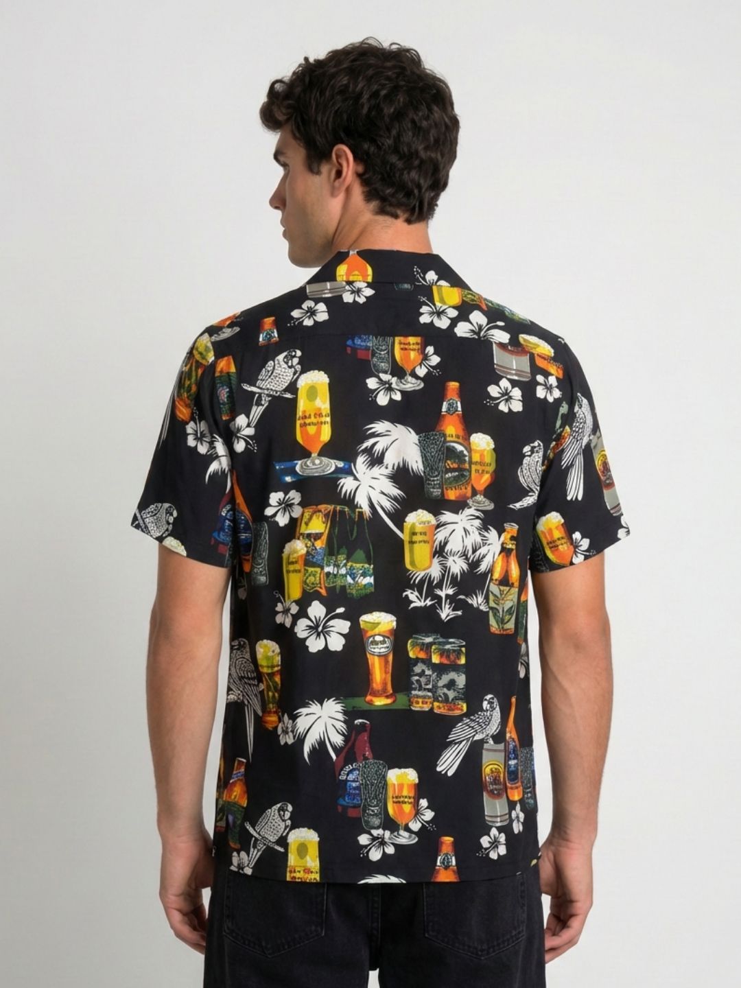 Mokajodi Black Boxy Fit Printed Casual Shirt