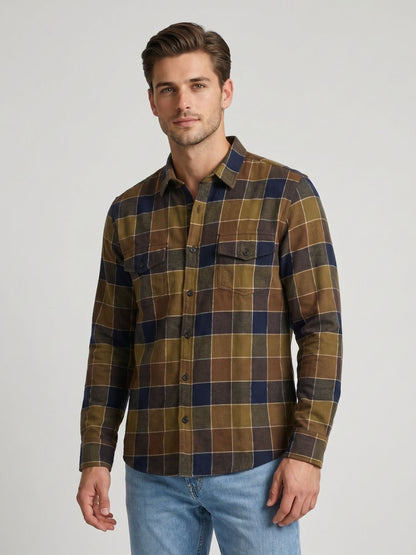 Mokajodi Green Slim Fit Checks Casual Shirt