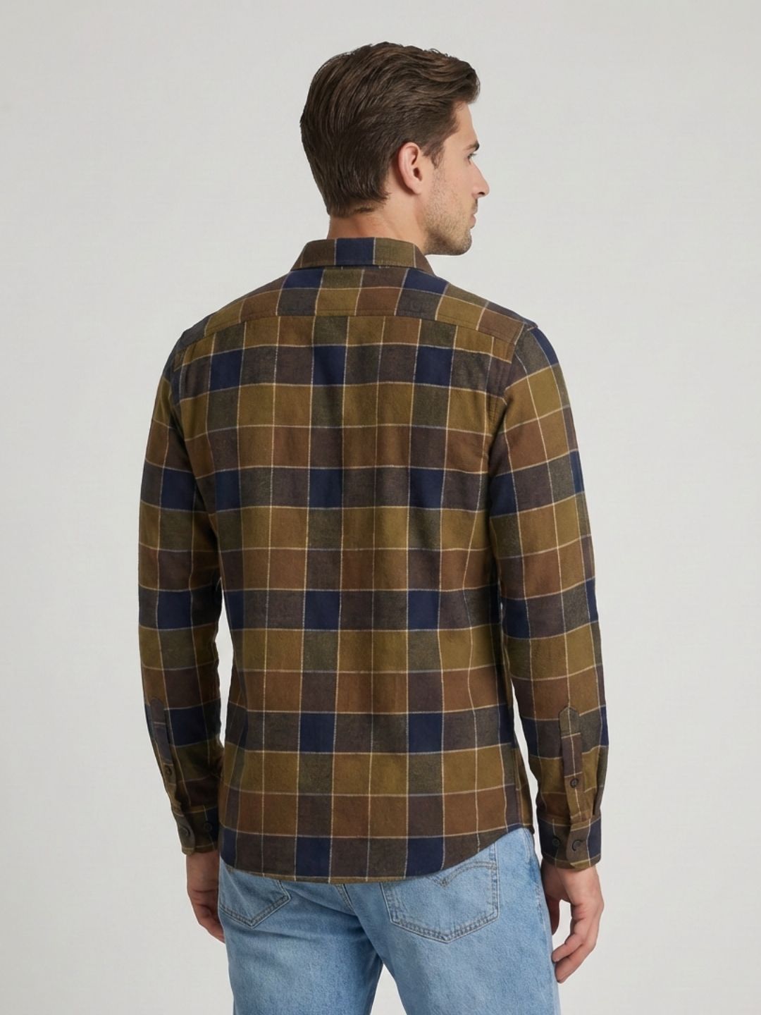 Mokajodi Green Slim Fit Checks Casual Shirt