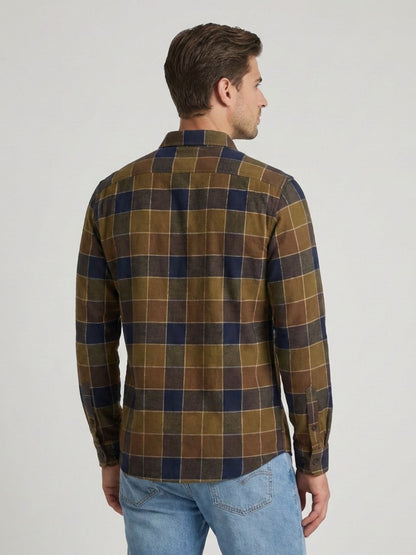 Mokajodi Green Slim Fit Checks Casual Shirt