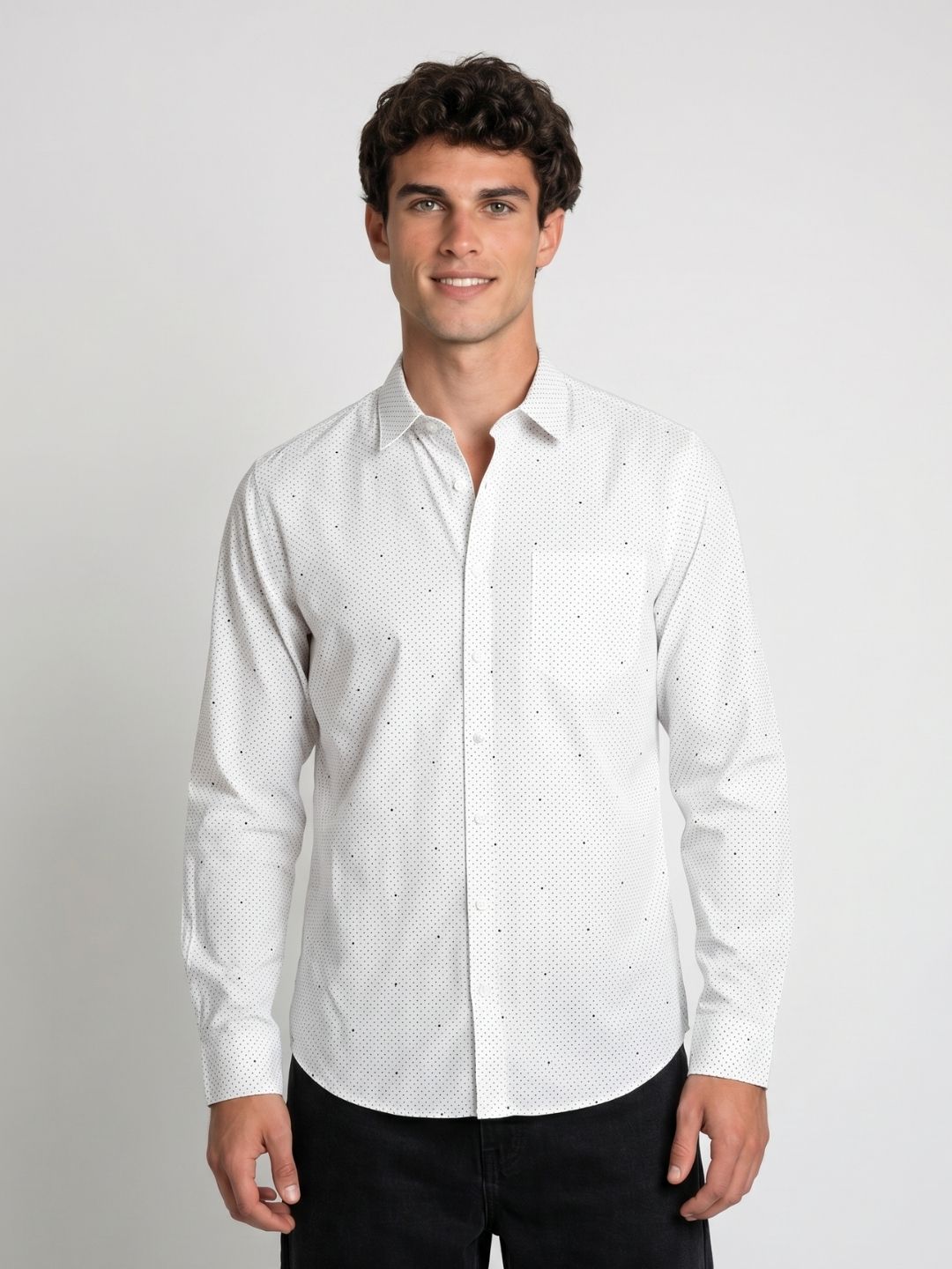 Mokajodi White Slim Fit Printed Casual Shirt