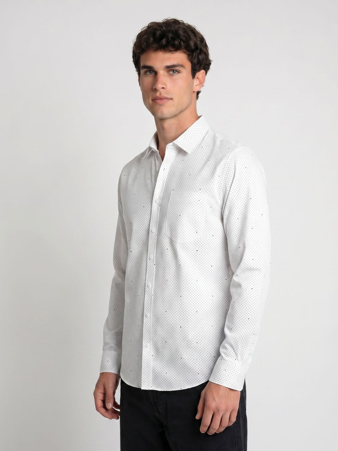 Mokajodi White Slim Fit Printed Casual Shirt