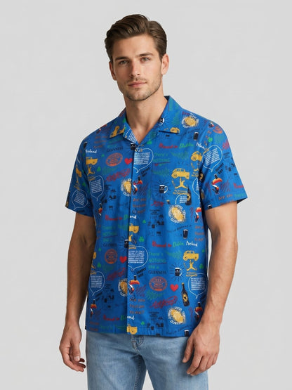 Mokajodi Blue Boxy Fit Printed Casual Shirt