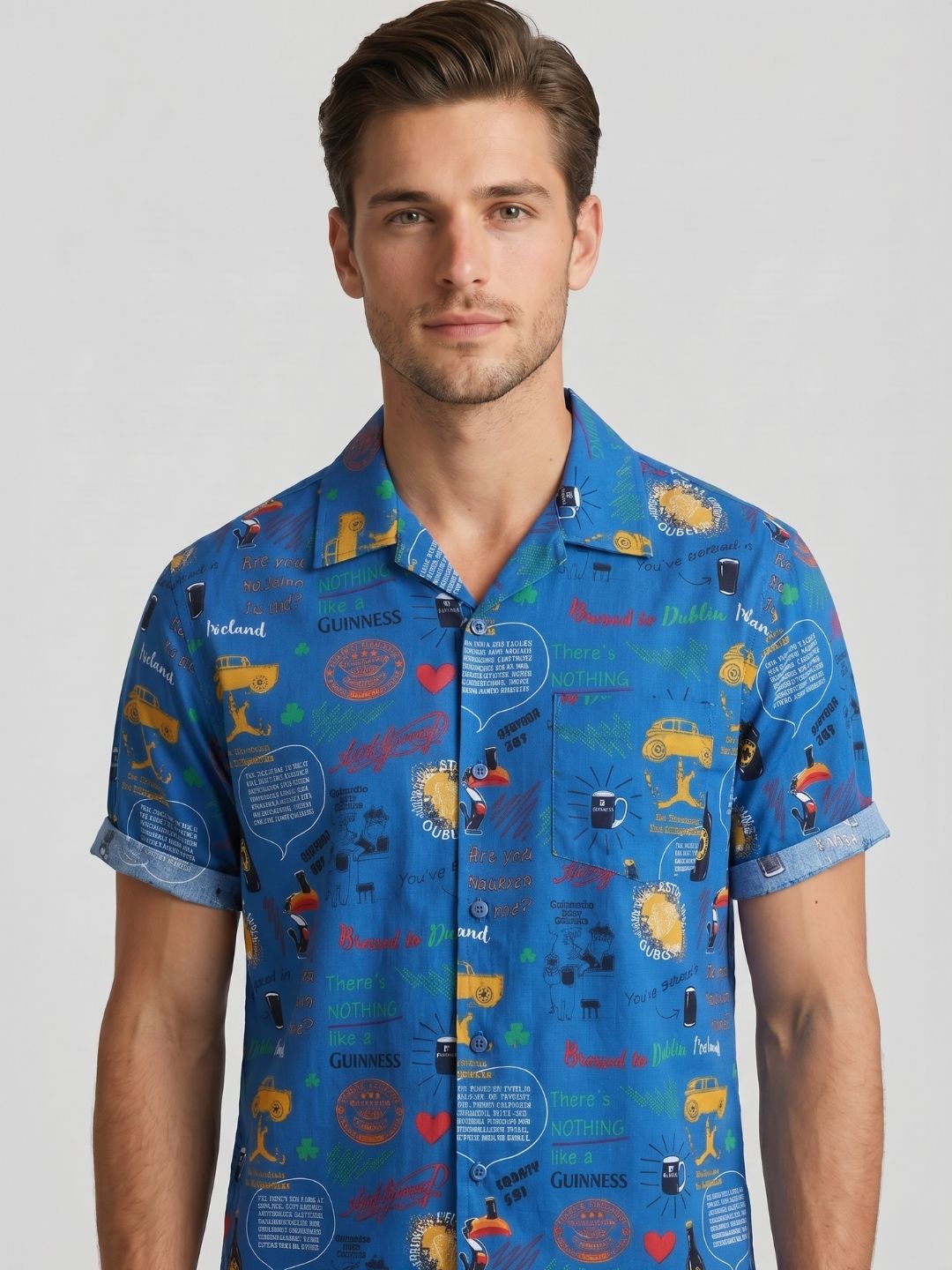 Mokajodi Blue Boxy Fit Printed Casual Shirt