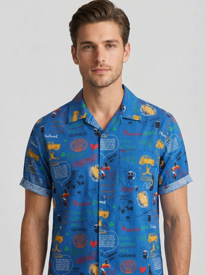 Mokajodi Blue Boxy Fit Printed Casual Shirt