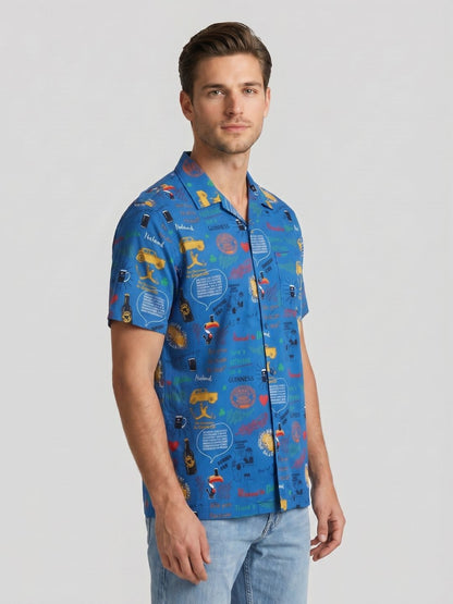 Mokajodi Blue Boxy Fit Printed Casual Shirt