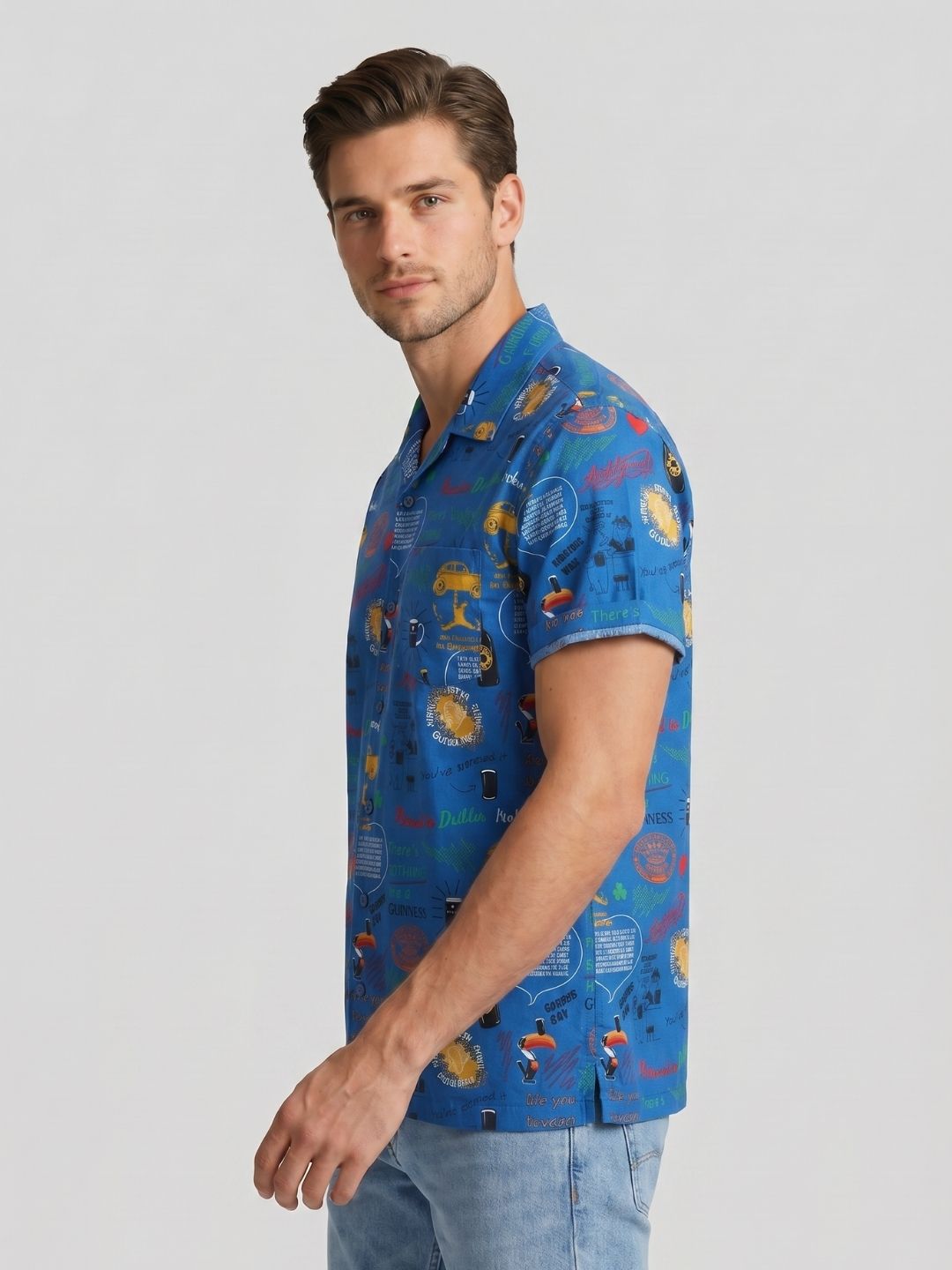 Mokajodi Blue Boxy Fit Printed Casual Shirt