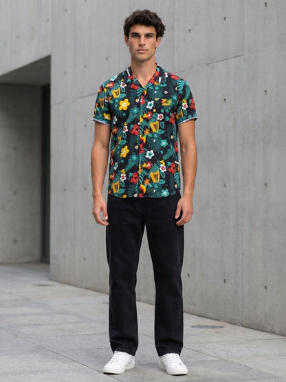 Mokajodi Green Boxy Fit Printed Casual Shirt