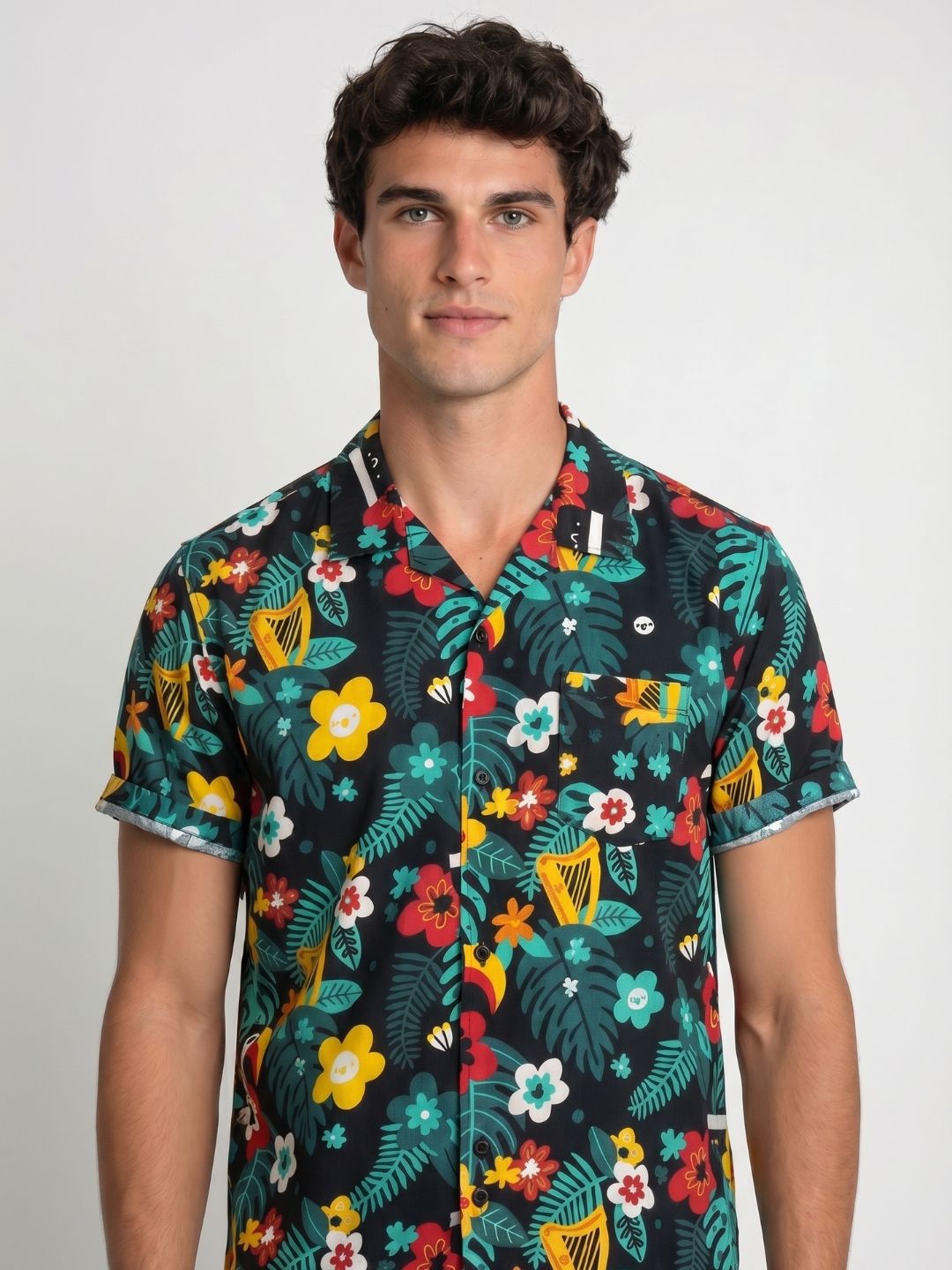Mokajodi Green Boxy Fit Printed Casual Shirt