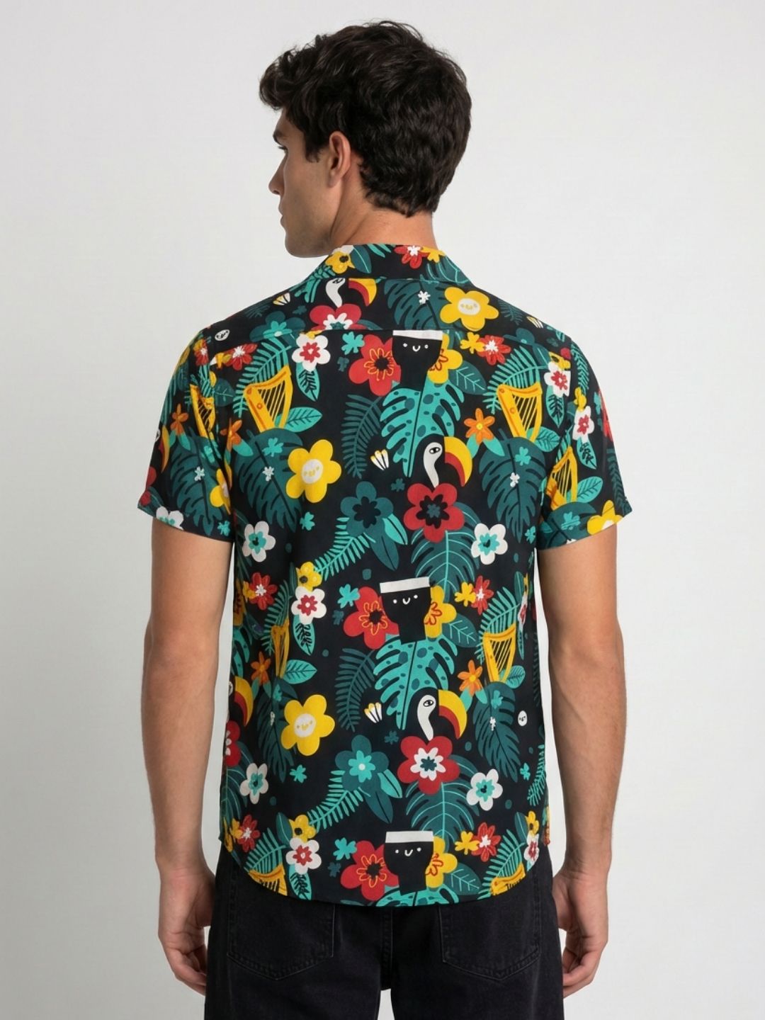 Mokajodi Green Boxy Fit Printed Casual Shirt
