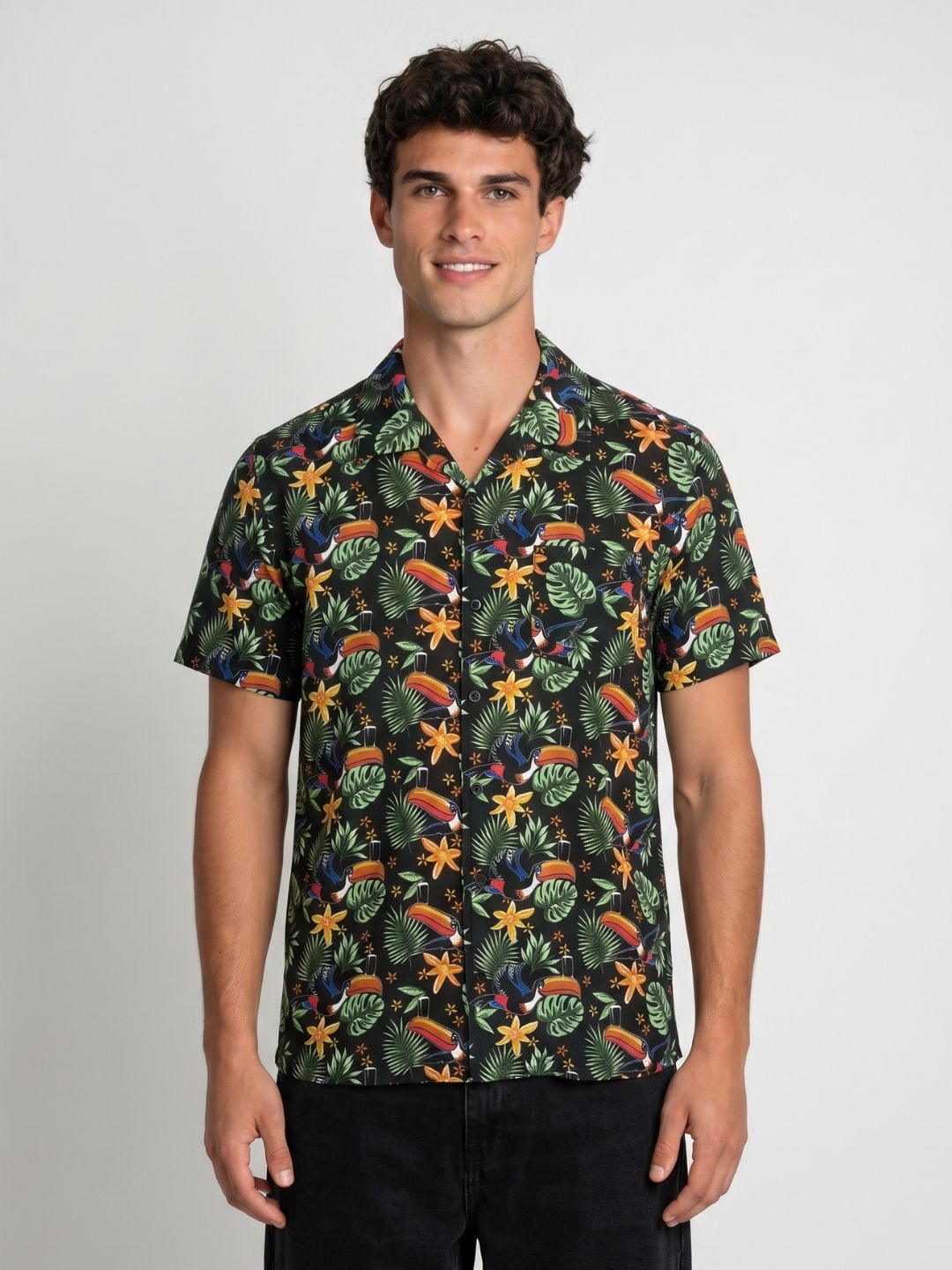 Mokajodi Green Boxy Fit Printed Casual Shirt