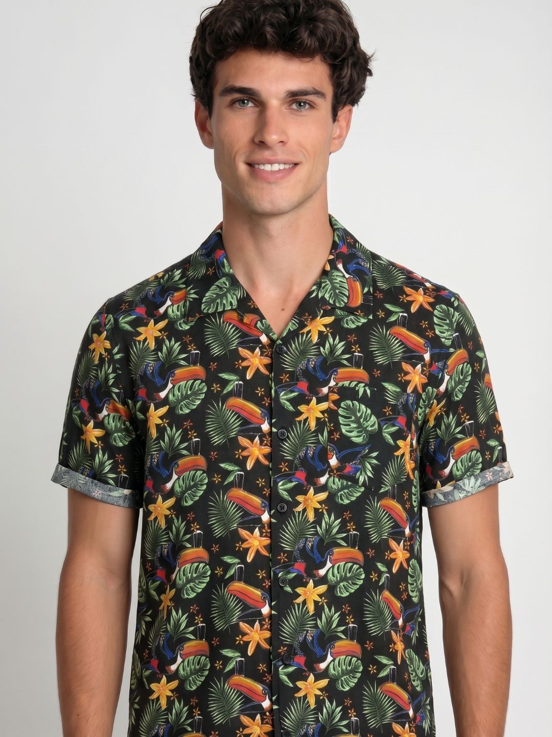 Mokajodi Green Boxy Fit Printed Casual Shirt