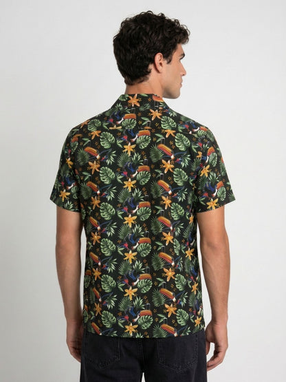 Mokajodi Green Boxy Fit Printed Casual Shirt