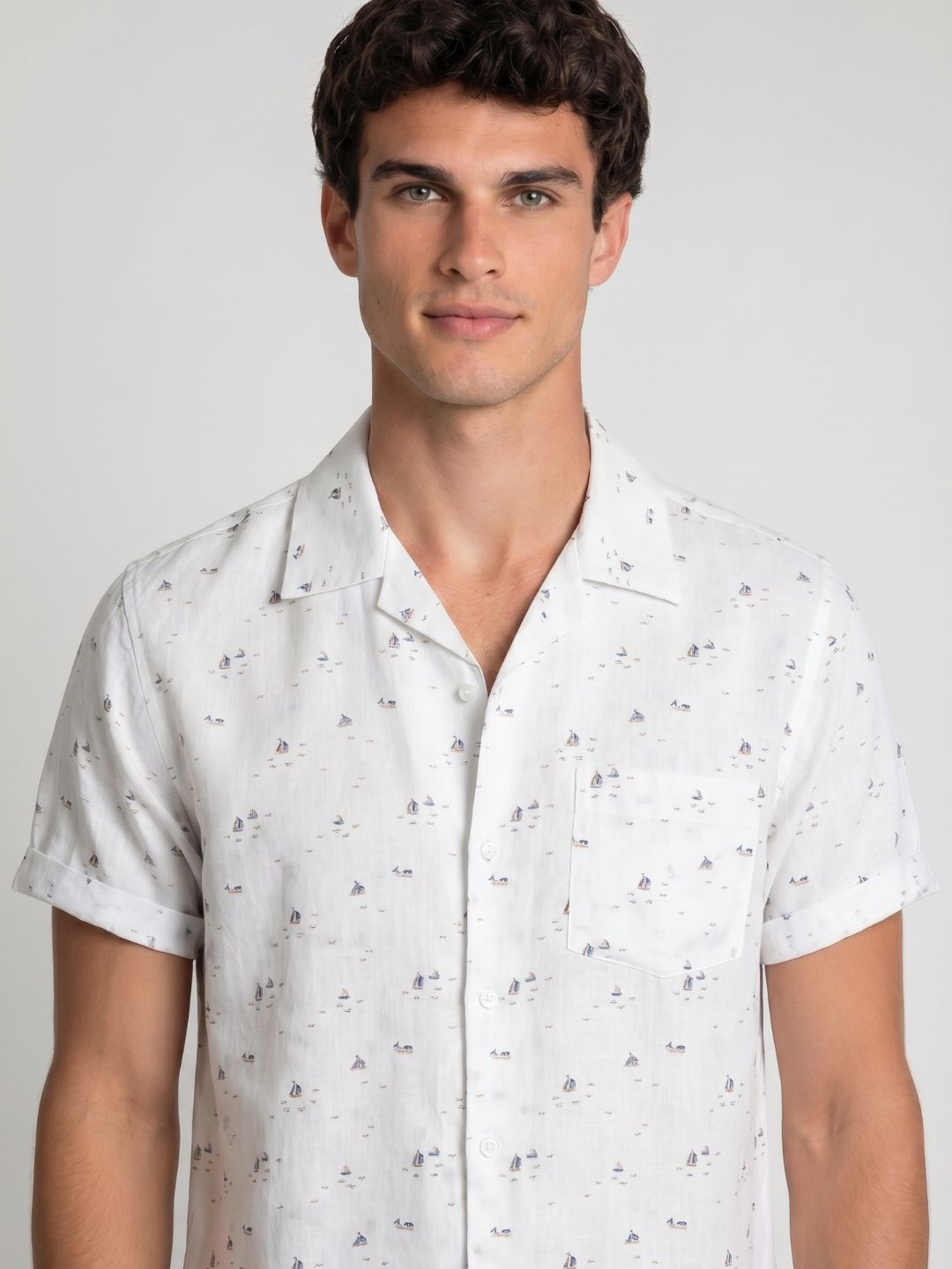 Mokajodi White Slim Fit Printed Casual Shirt